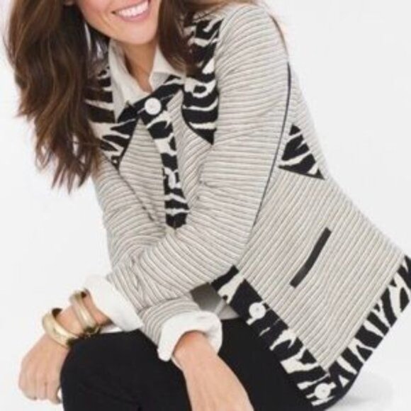 Chico’s Women's Woven Blazer Snap Closure Size Medium NWT - Picture 13 of 16